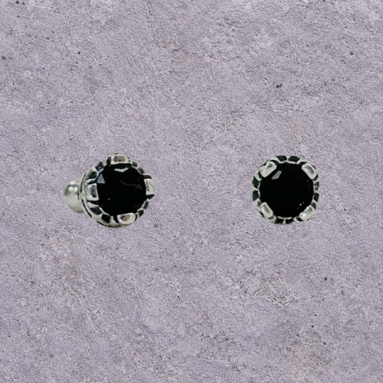 Dark Crown Oxidized Silver Studs