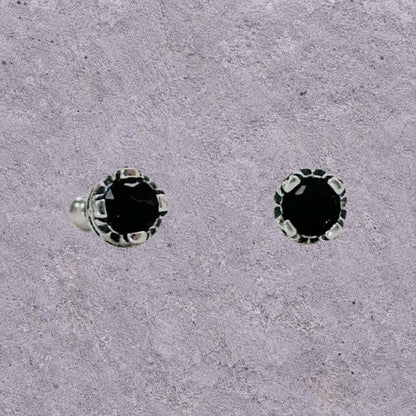 Dark Crown Oxidized Silver Studs