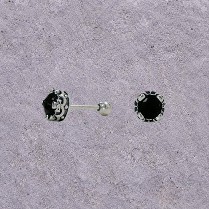 Dark Crown Oxidized Silver Studs