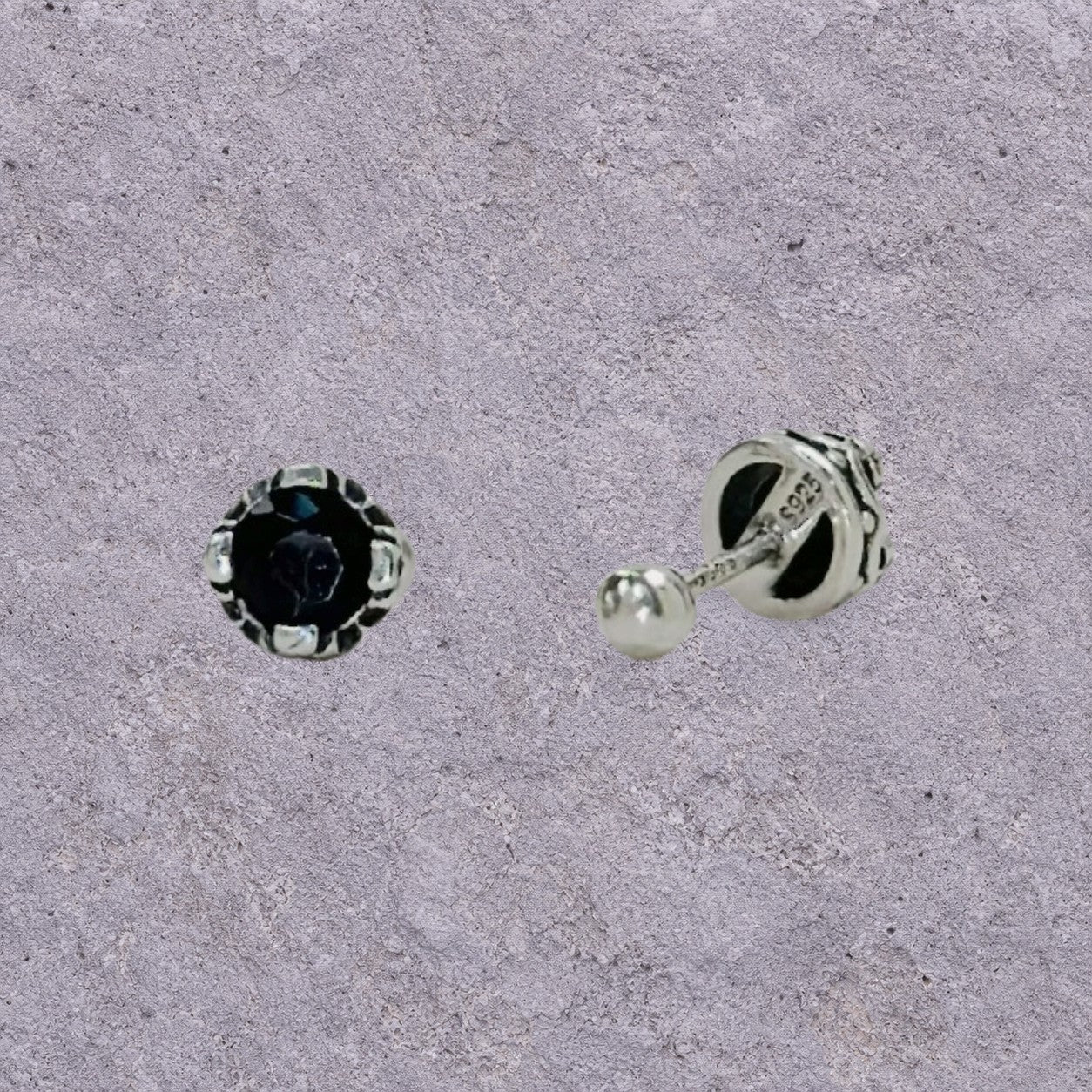Dark Crown Oxidized Silver Studs