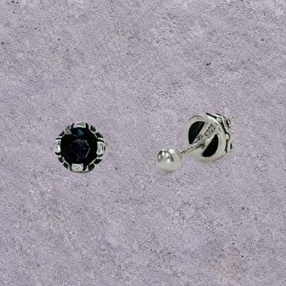 Dark Crown Oxidized Silver Studs