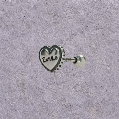 Eat Me Heart Oxidized Silver Screw Back Studs
