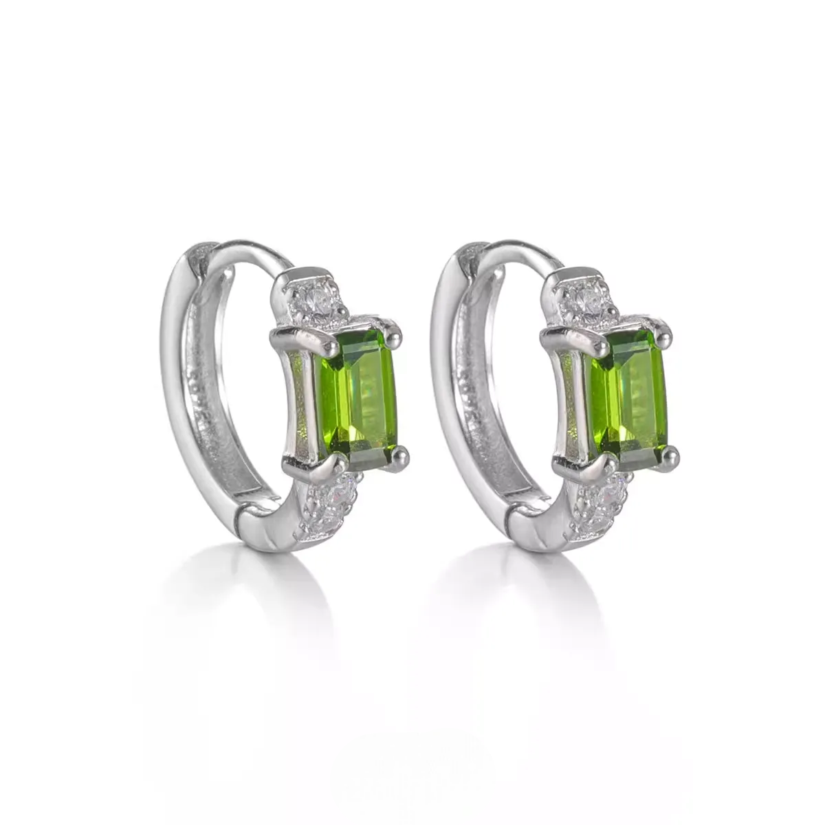 Emerald-Cut Diopside Silver Buckles Modern Soul Inner Harmony Studs