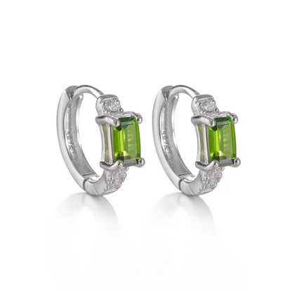 Emerald-Cut Diopside Silver Buckles Modern Soul Inner Harmony Studs