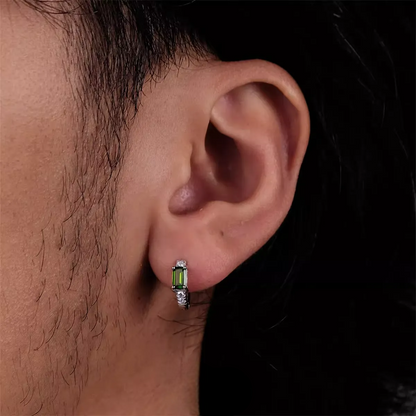 Emerald-Cut Diopside Silver Buckles Modern Soul Inner Harmony Studs