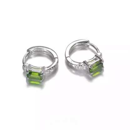 Emerald-Cut Diopside Silver Buckles Modern Soul Inner Harmony Studs