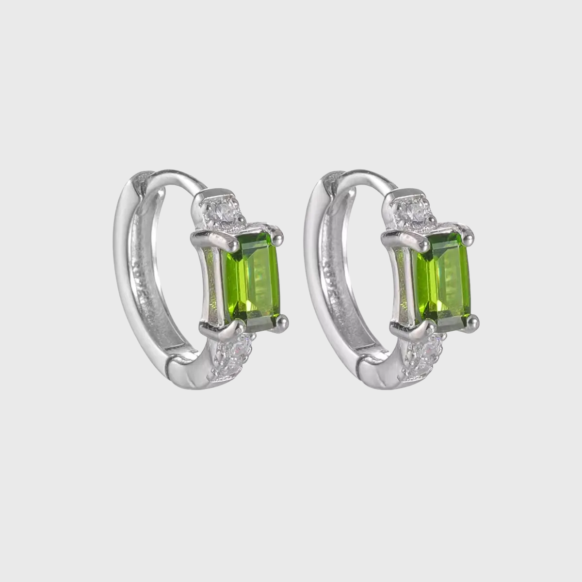 Emerald-Cut Diopside Silver Buckles Modern Soul Inner Harmony Studs