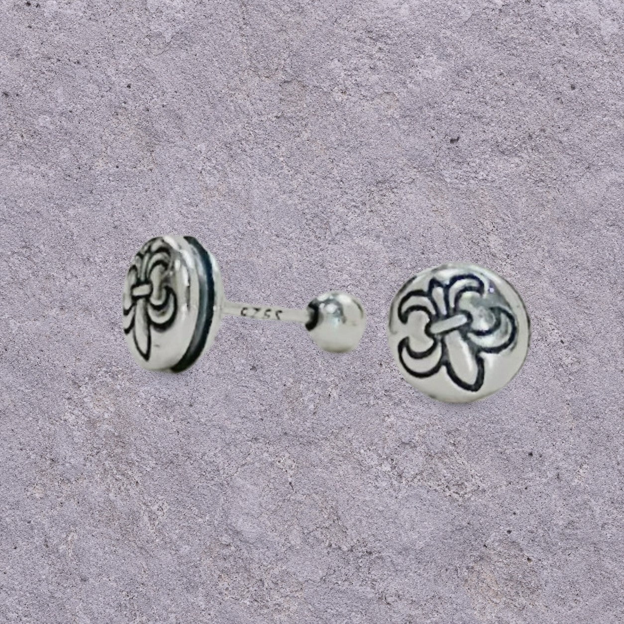 Fleur-de-Lis Oxidized Silver Studs