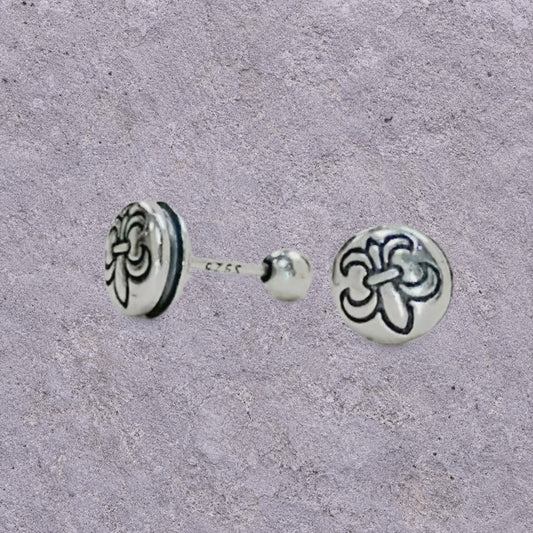 Fleur-de-Lis Oxidized Silver Studs