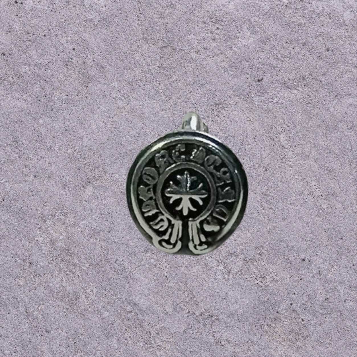 Good Luck Coin Oxidized Silver Huggie Hoops