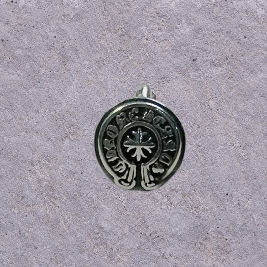 Good Luck Coin Oxidized Silver Huggie Hoops
