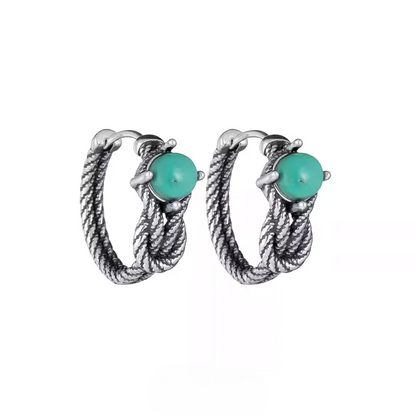 Heritage 925 Silver Knotted Earrings Natural Turquoise Unisex