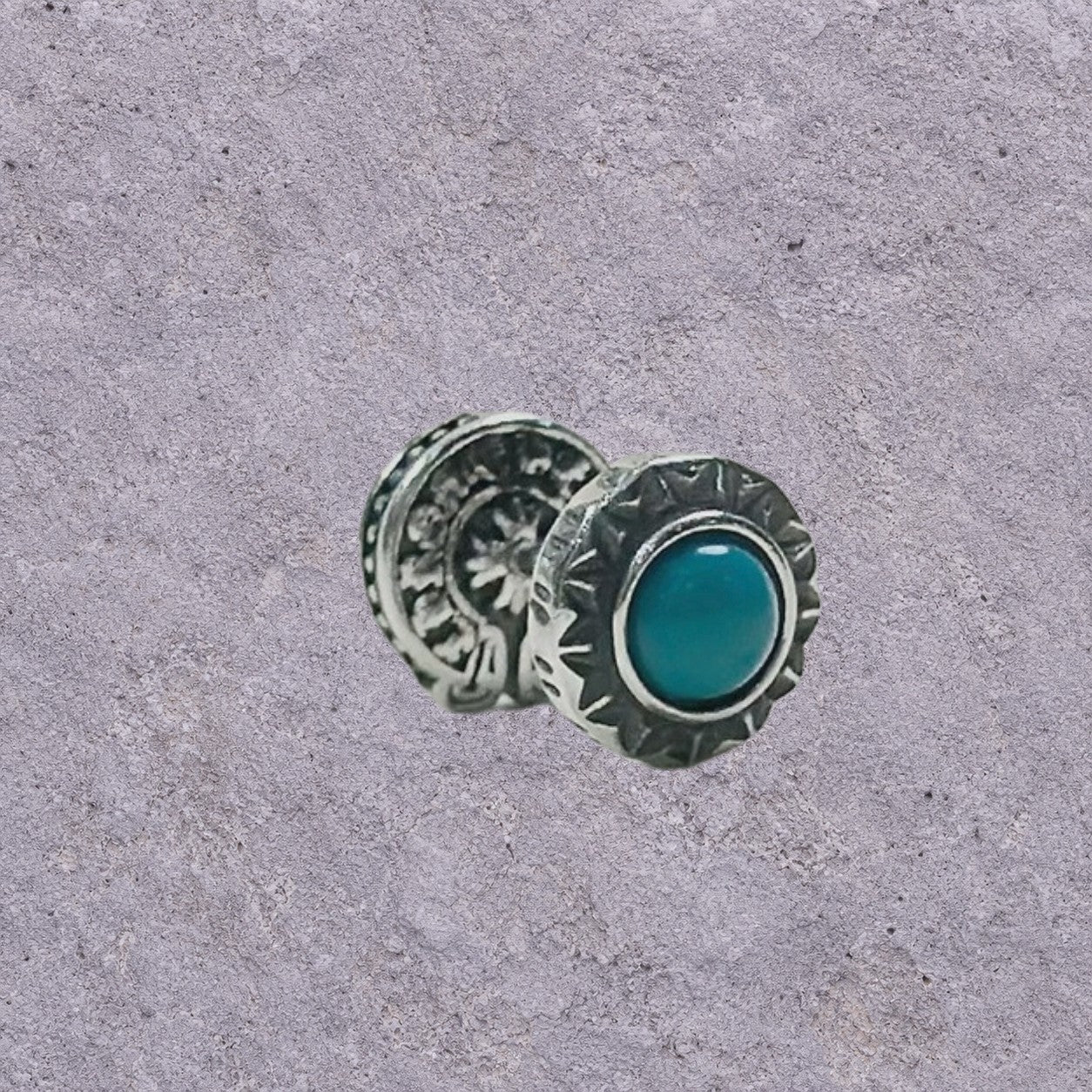Horseshoe Script Oxidized Silver Studs