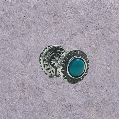 Horseshoe Script Oxidized Silver Studs