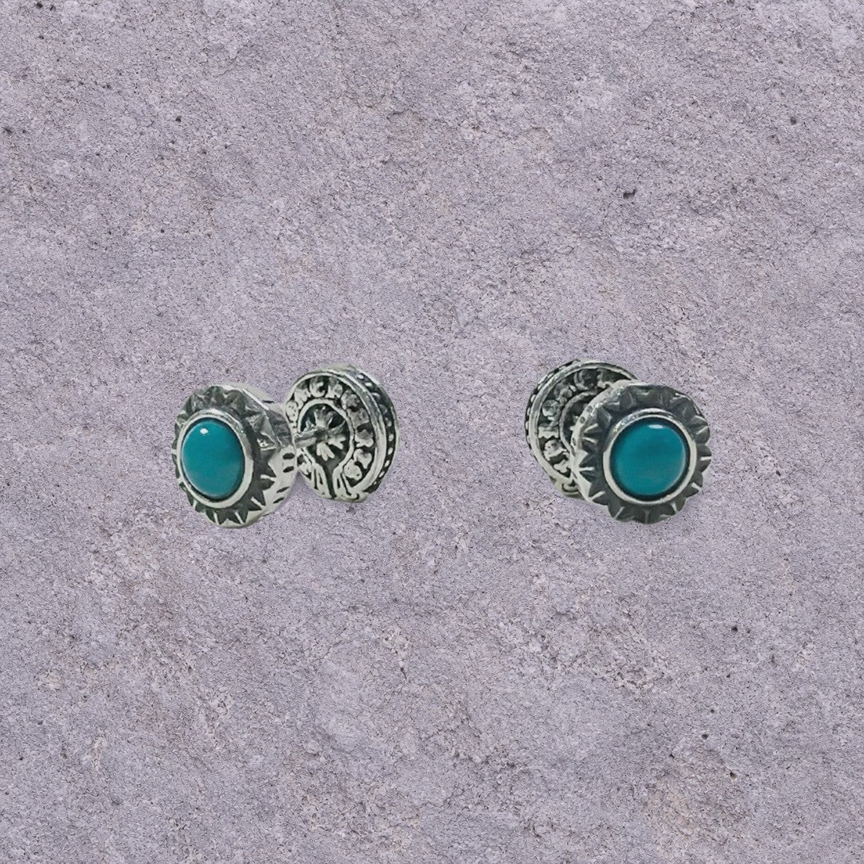 Horseshoe Script Oxidized Silver Studs