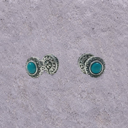 Horseshoe Script Oxidized Silver Studs