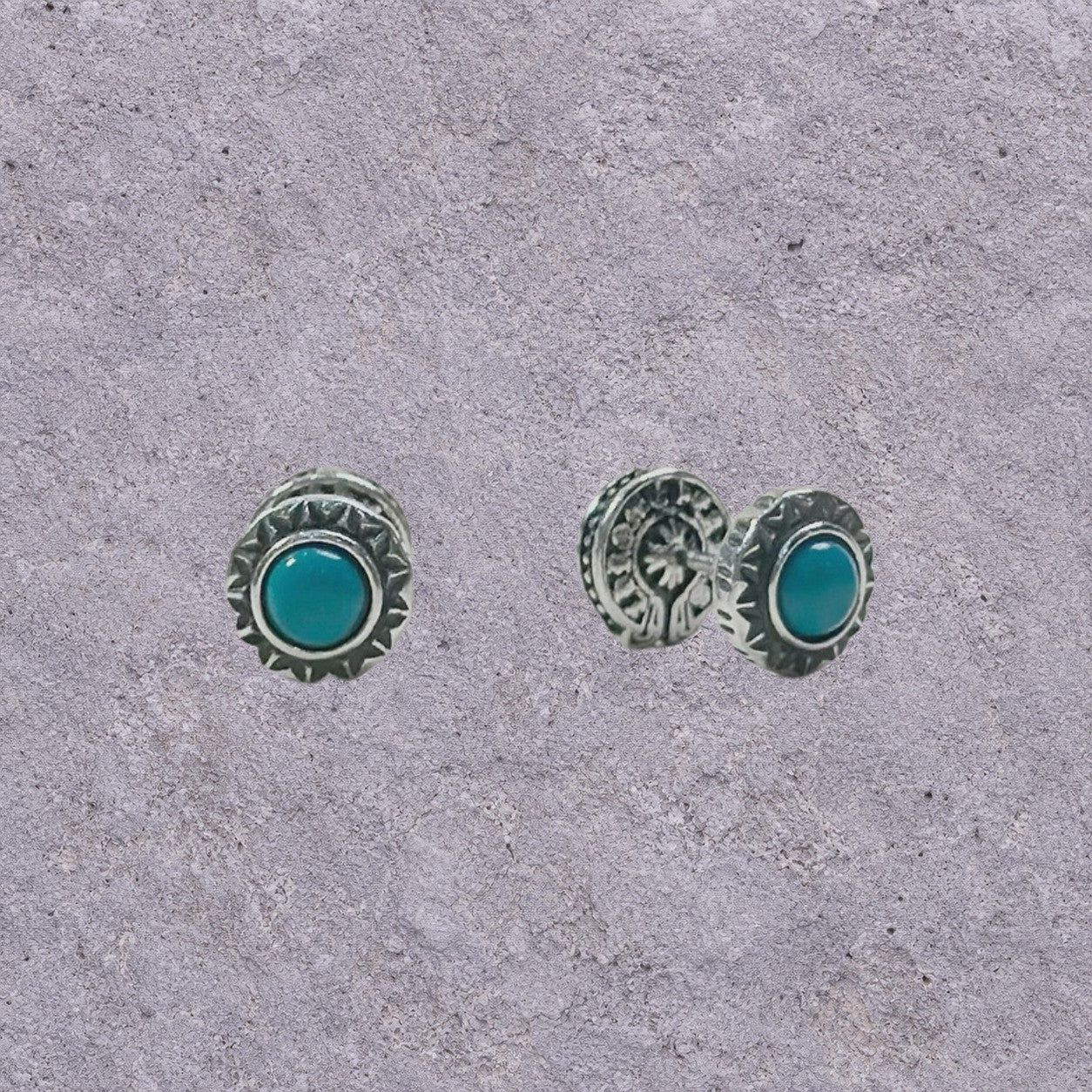 Horseshoe Script Oxidized Silver Studs