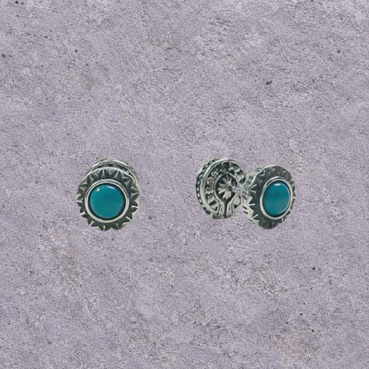 Horseshoe Script Oxidized Silver Studs