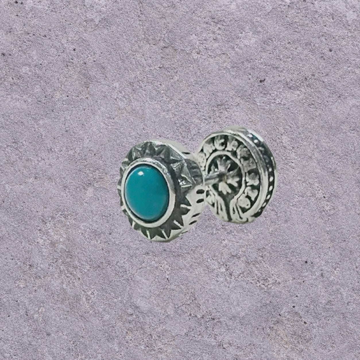 Horseshoe Script Oxidized Silver Studs