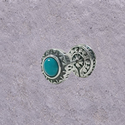 Horseshoe Script Oxidized Silver Studs