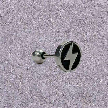 Lightning Token Oxidized Silver Studs