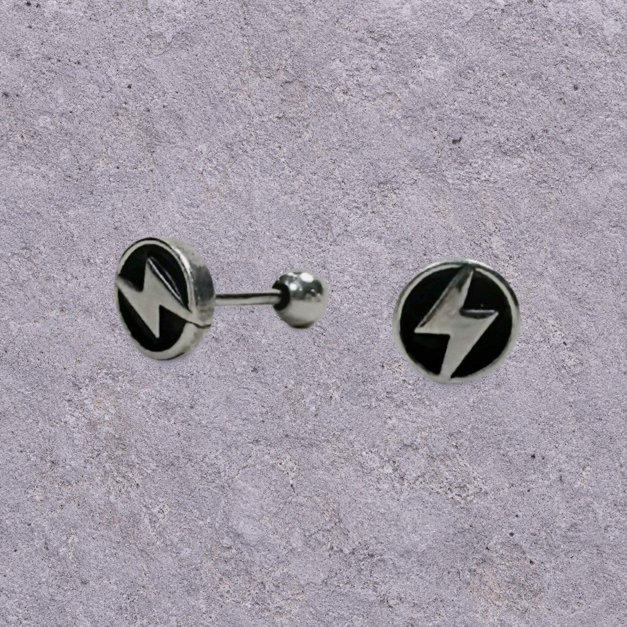 Lightning Token Oxidized Silver Studs