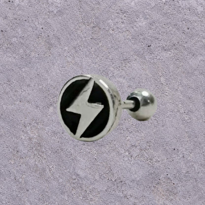 Lightning Token Oxidized Silver Studs