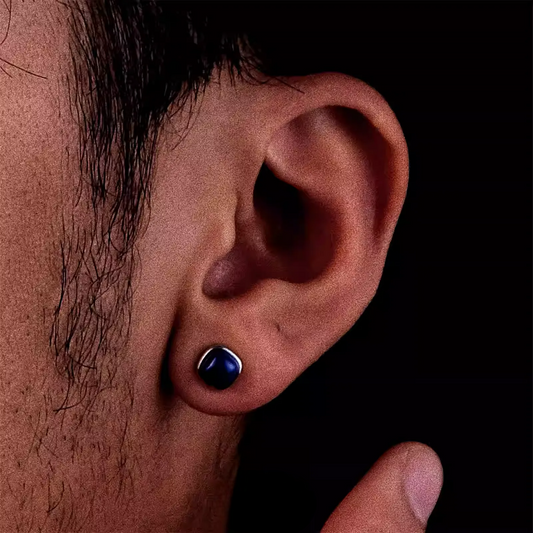 Minimalist Lapis Lazuli Square Earrings S925 Silver Niche Style