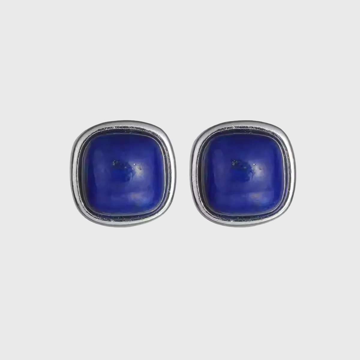 Minimalist Lapis Lazuli Square Earrings S925 Silver Niche Style