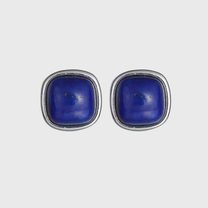 Minimalist Lapis Lazuli Square Earrings S925 Silver Niche Style