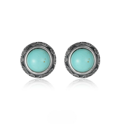 Natural Turquoise 925 Silver Studs Unisex Boho Turquoise Jewelry