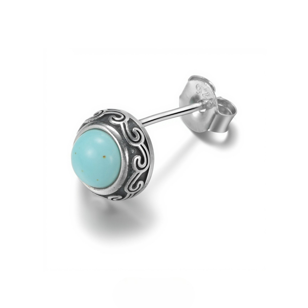 Natural Turquoise 925 Silver Studs Unisex Boho Turquoise Jewelry