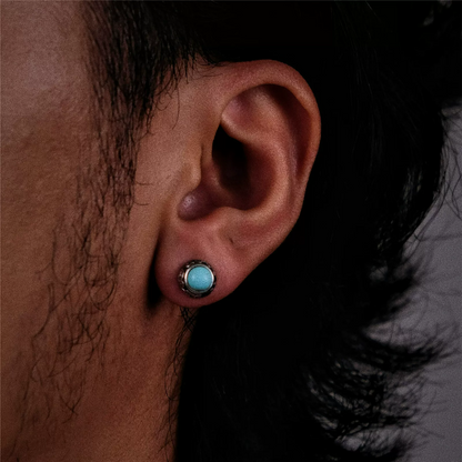 Natural Turquoise 925 Silver Studs Unisex Boho Turquoise Jewelry