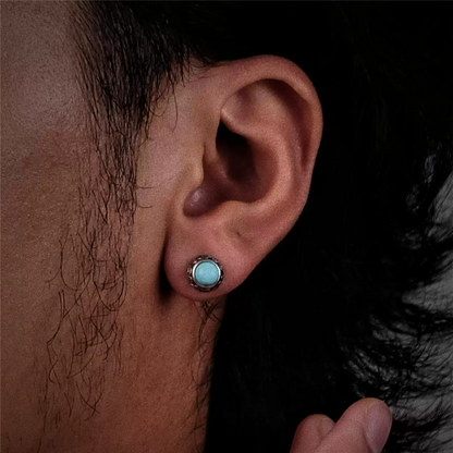 Natural Turquoise 925 Silver Studs Unisex Boho Turquoise Jewelry