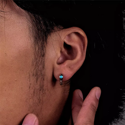 Natural Turquoise Serpent Earrings 925 Sterling Silver Snake Huggies