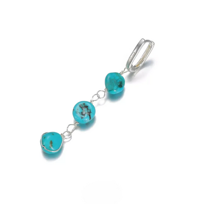 Natural Turquoise Tassel Earrings 925 Silver Boho Ethnic