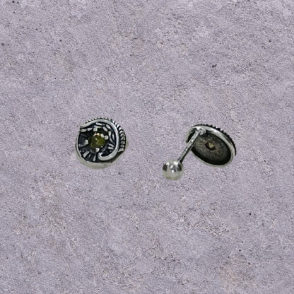 Olive Eye Oxidized Silver Studs
