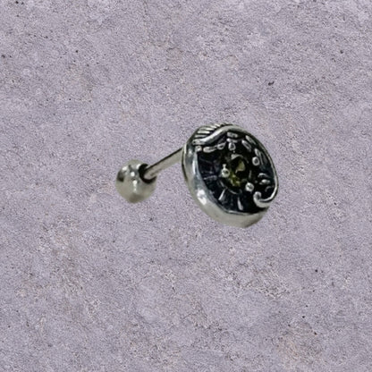 Olive Eye Oxidized Silver Studs