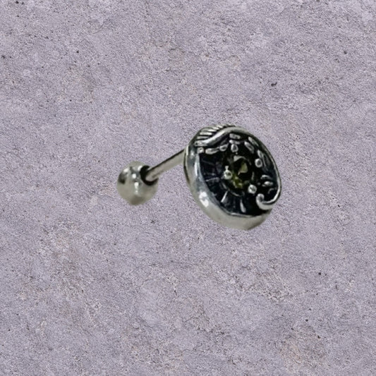 Olive Eye Oxidized Silver Studs