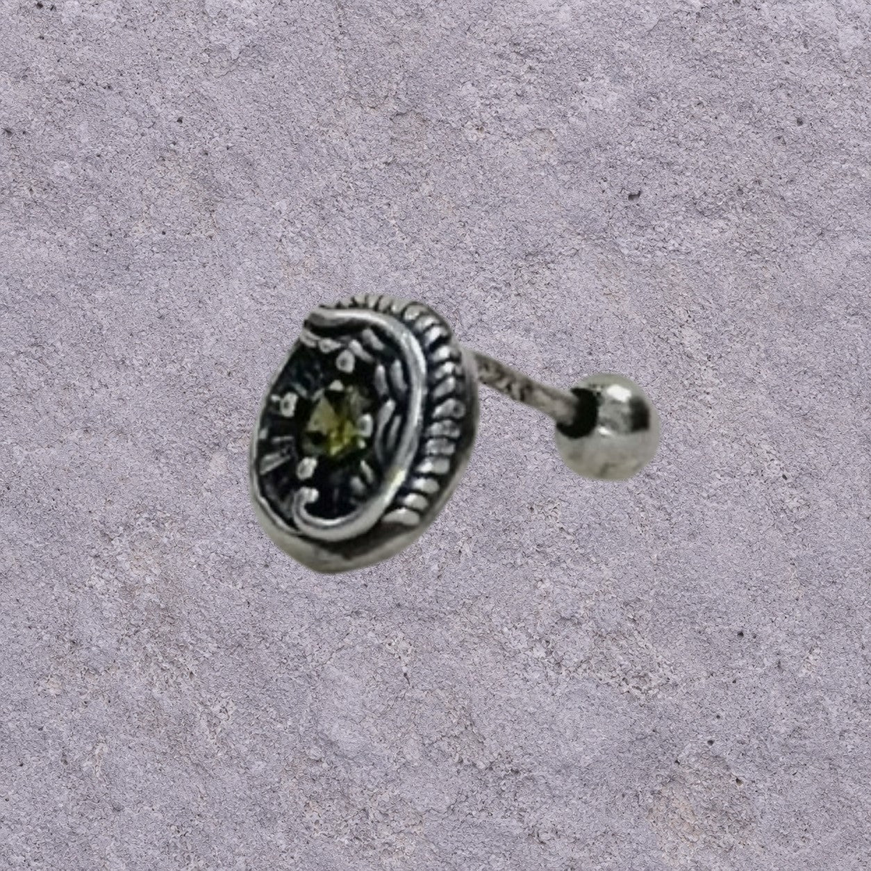 Olive Eye Oxidized Silver Studs