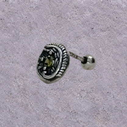 Olive Eye Oxidized Silver Studs