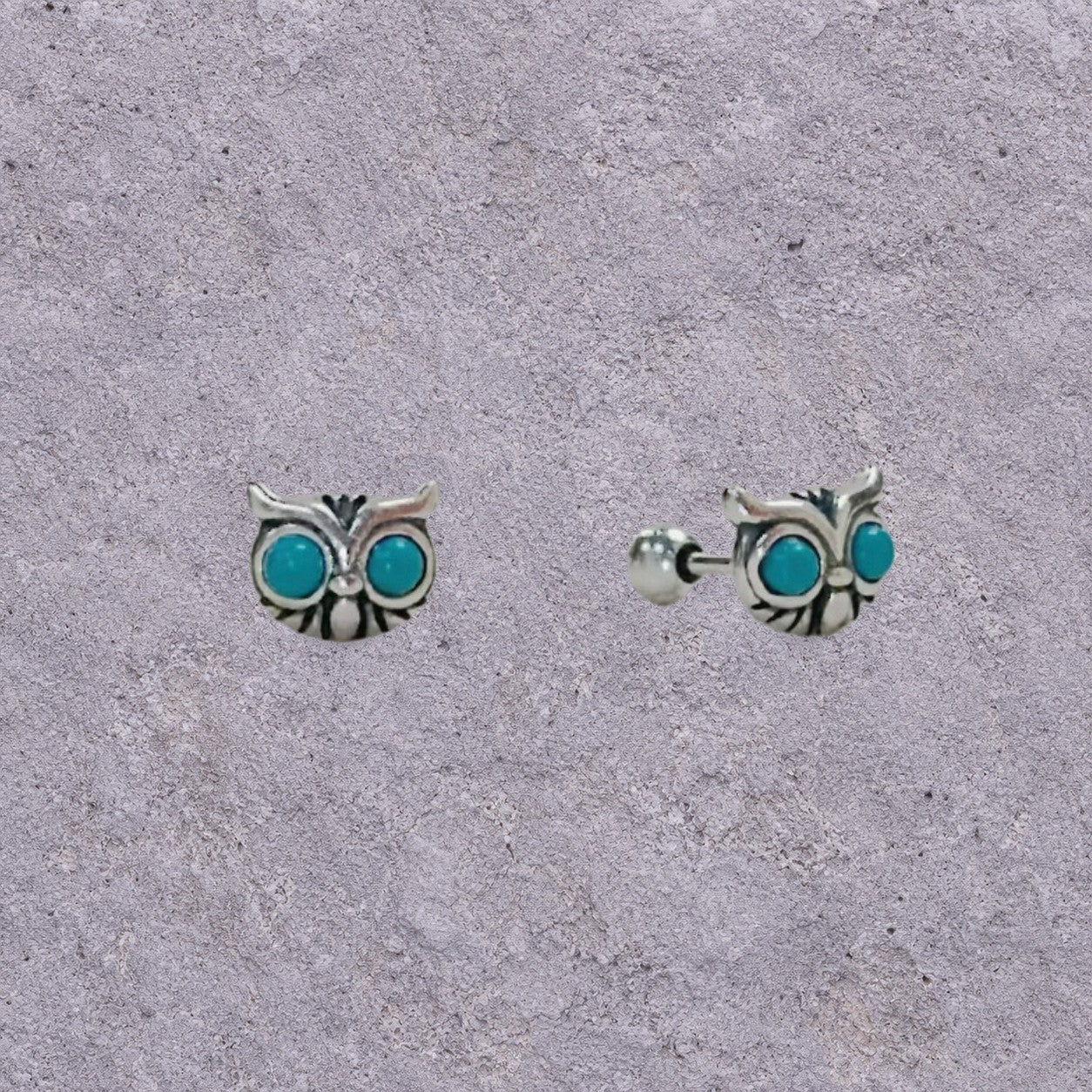 Oxidized Silver Owl Face Studs