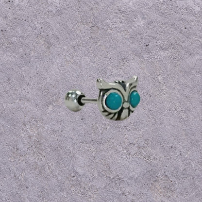 Oxidized Silver Owl Face Studs