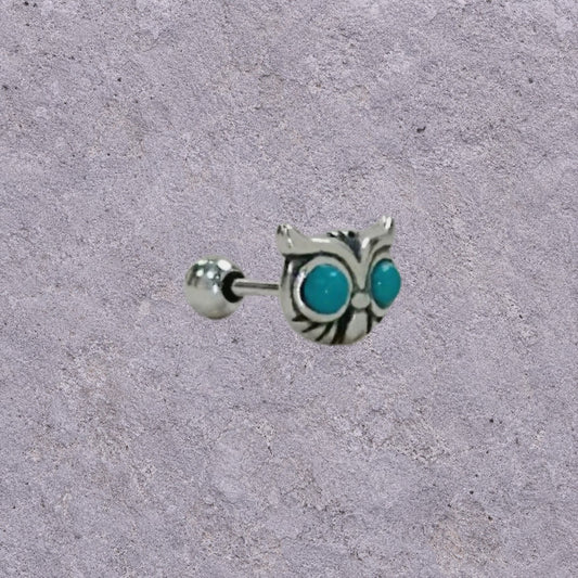 Oxidized Silver Owl Face Studs