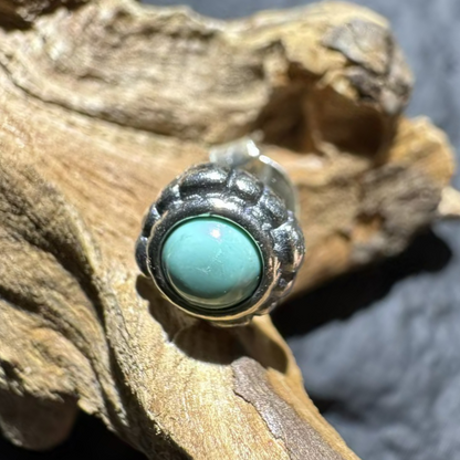 Retro Turquoise Silver Studs Oxidized Beaded Border Unisex Gift