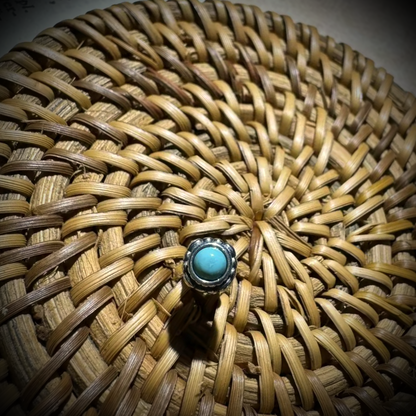 Retro Turquoise Silver Studs Oxidized Beaded Border Unisex Gift