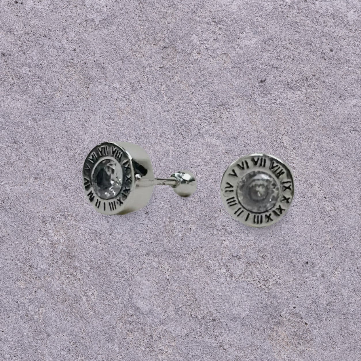 Roman Dial Oxidized Silver Studs
