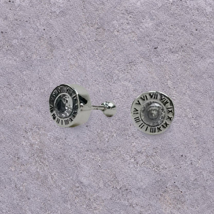 Roman Dial Oxidized Silver Studs