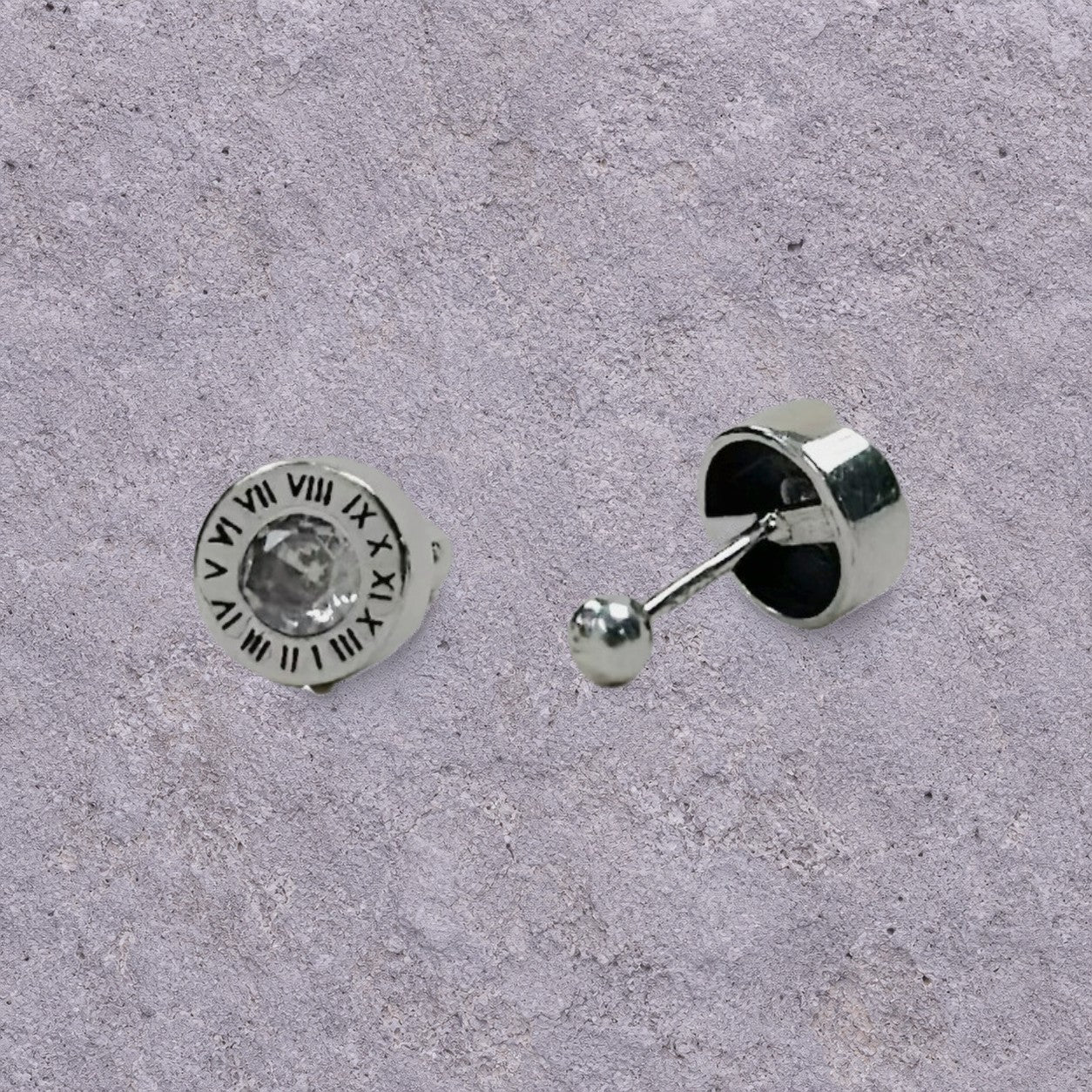 Roman Dial Oxidized Silver Studs
