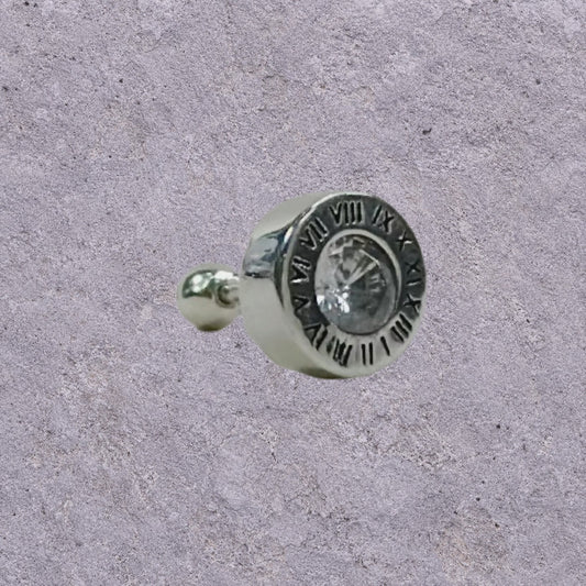 Roman Dial Oxidized Silver Studs
